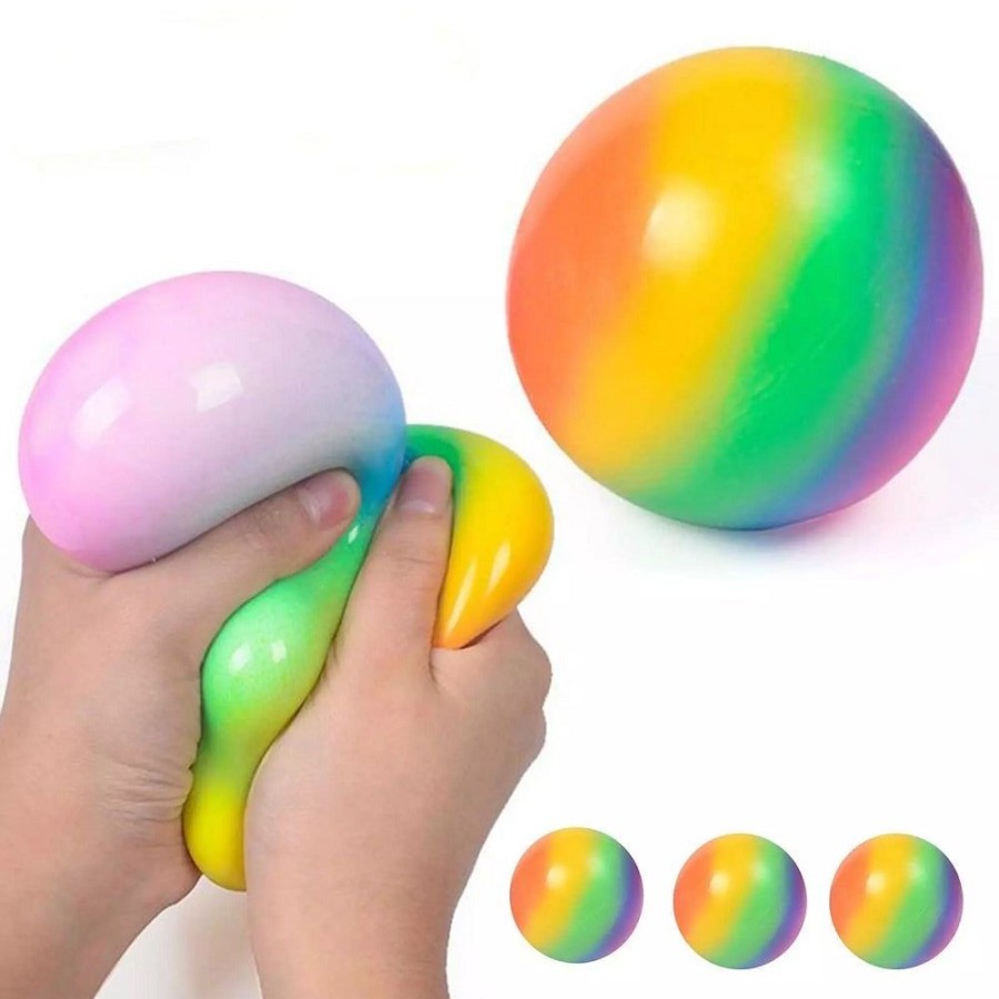 Toys All Brands Toys | Squeeze Rainbow Colour Change Powder Filled Ball 10Cm