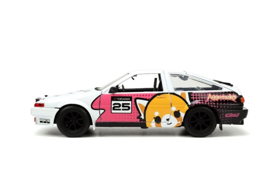 Anime Jada Toys | Aggretsuko - Toyota Ae86 With Aggretsuko 1:24 Scale Diecast Vehicle Set