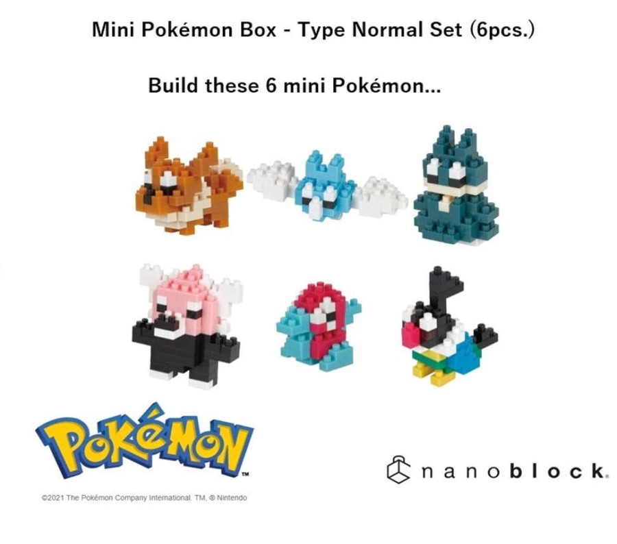 Toys kawada Pokemon Nanoblocks | Nanoblock - Mini Pokemon Box - Normal Type Set (6Pc)