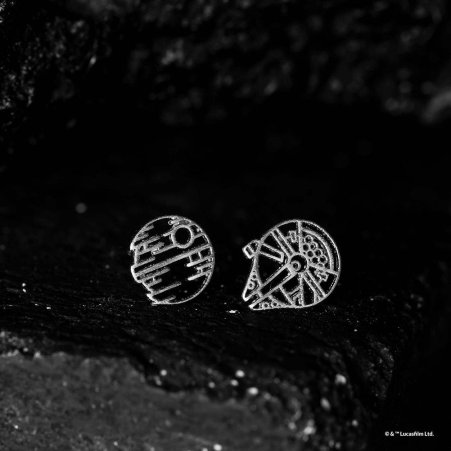 Popculture Star Wars | Star Wars - Death Star & Millennium Falcon Earrings (Silver)