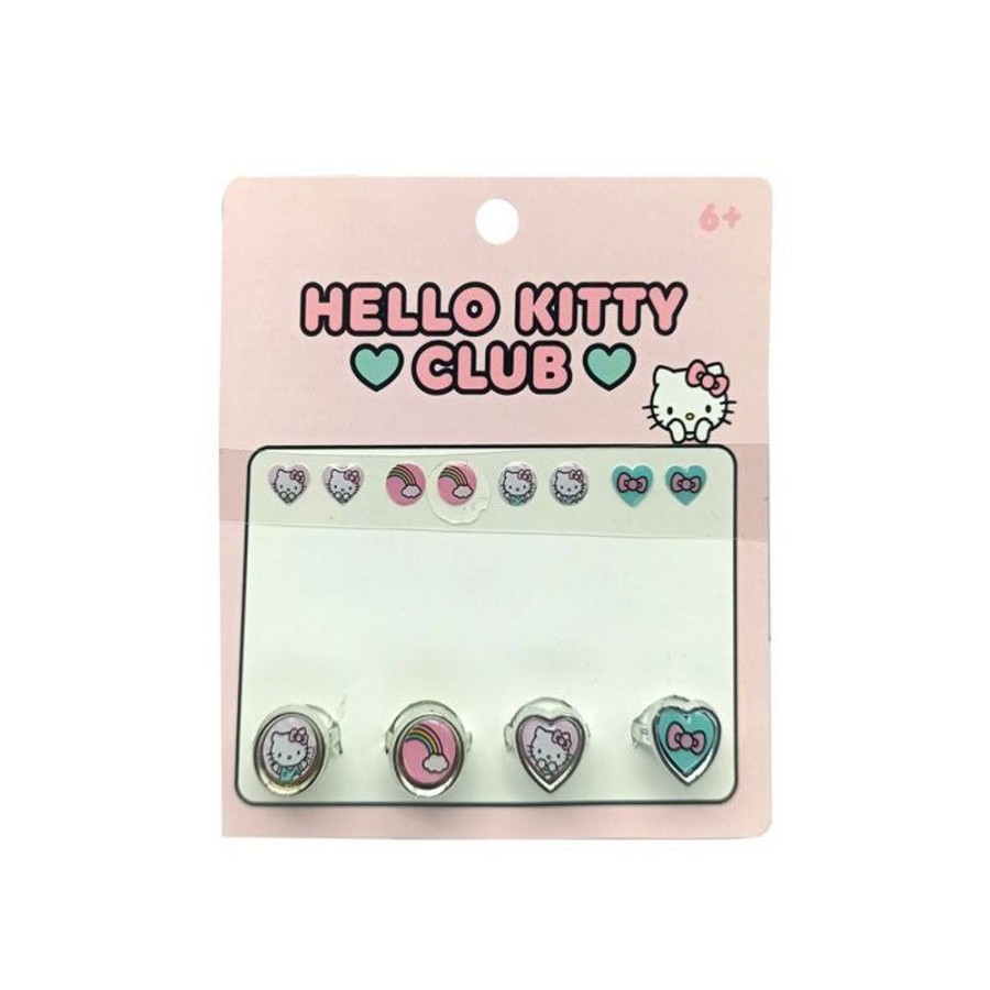 Anime Hello Kitty | Hello Kitty Club Stick On Earrings And Rings Set