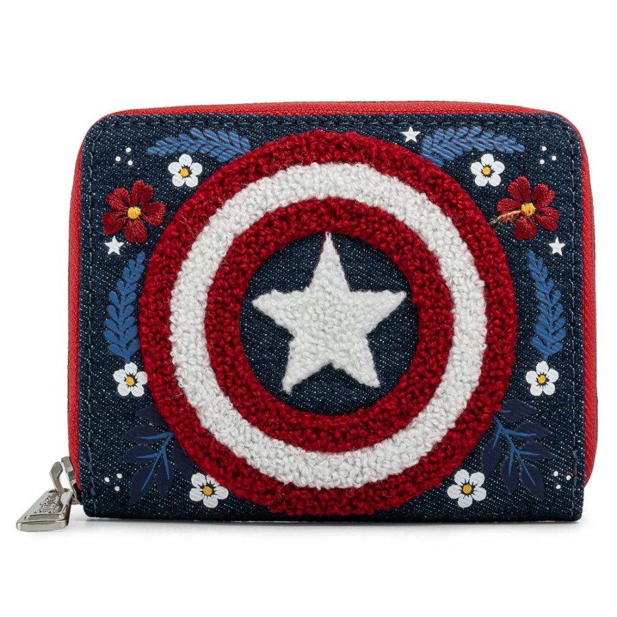 Loungefly Loungefly | Captain America - Floral Shield Zip Purse