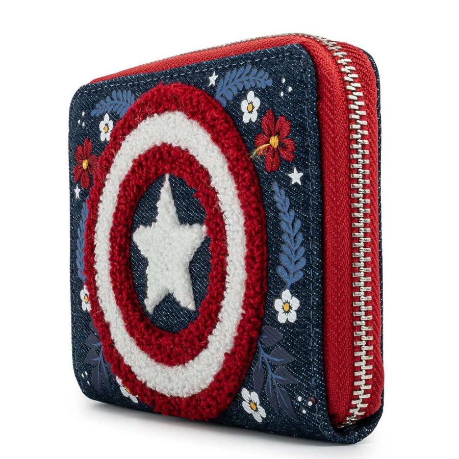 Loungefly Loungefly | Captain America - Floral Shield Zip Purse