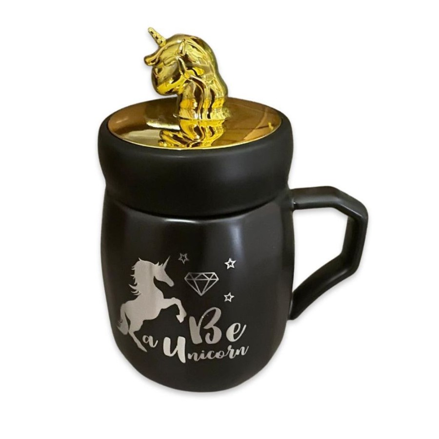 Food & Drinks Minitopia | Golden Chibi Unicorn Mug With Screw Lid