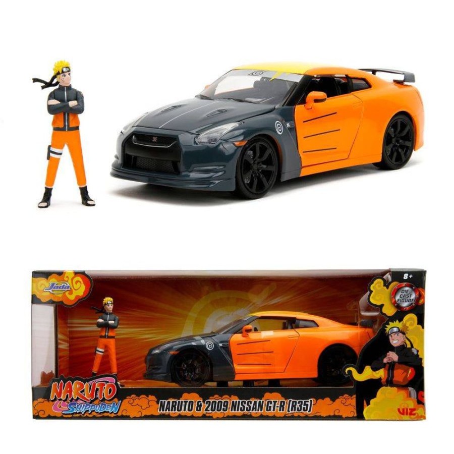 Anime Jada Toys | Naruto - Nissan Gt-R R35 (2009) 1:24 Scale With Naruto Figure Hollywood Rides Diecast Vehicle