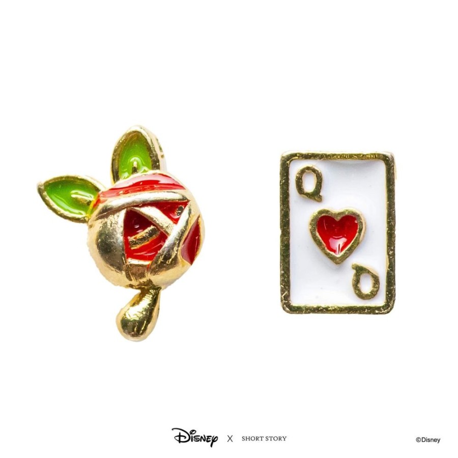 Fashion Disney | Disney - Alice In Wonderland - Epoxy Rose And Card Earrings