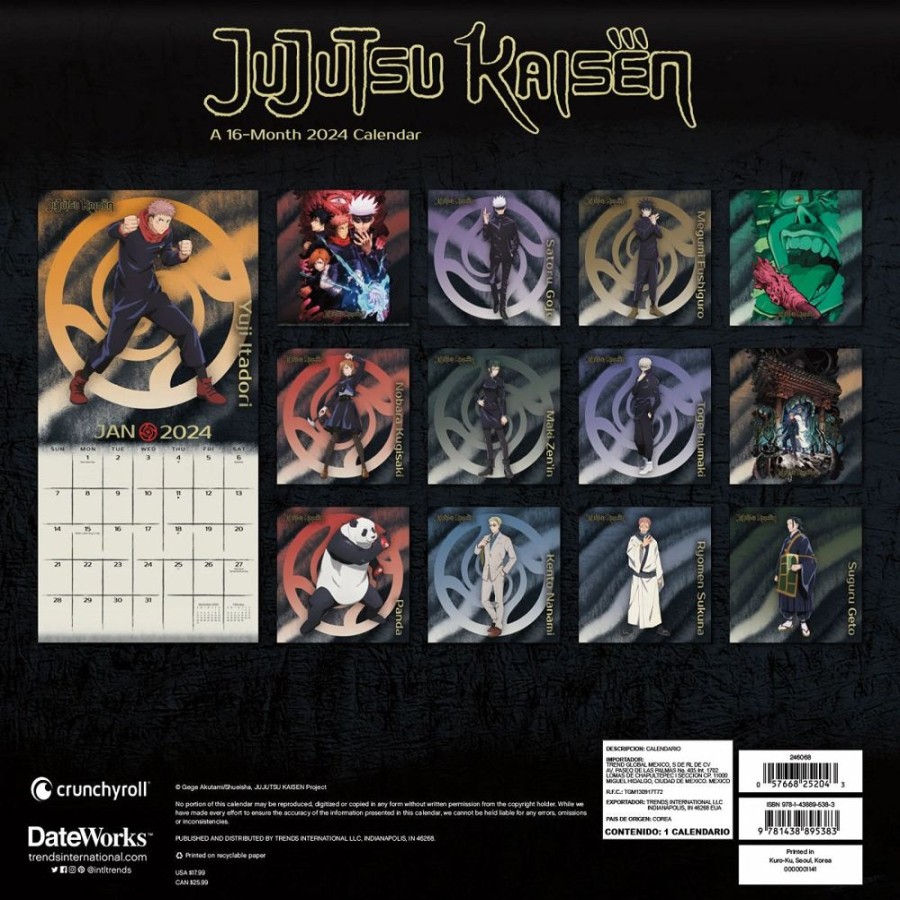 Anime Jujutsu Kaisen | Jujutsu Kaisen (Crunchyroll Anime) - 2024 Square Wall Calendar