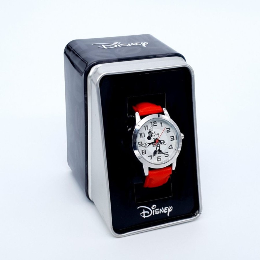 Fashion Disney | Disney Petit Minnie Mouse Adult Specialty Watch Faux Red Leather Strap