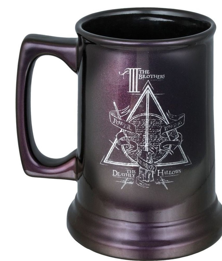 Food & Drinks Ikon Collectables | Harry Potter - Hogwarts / Deathly Hallows Metallic Crest Tankard