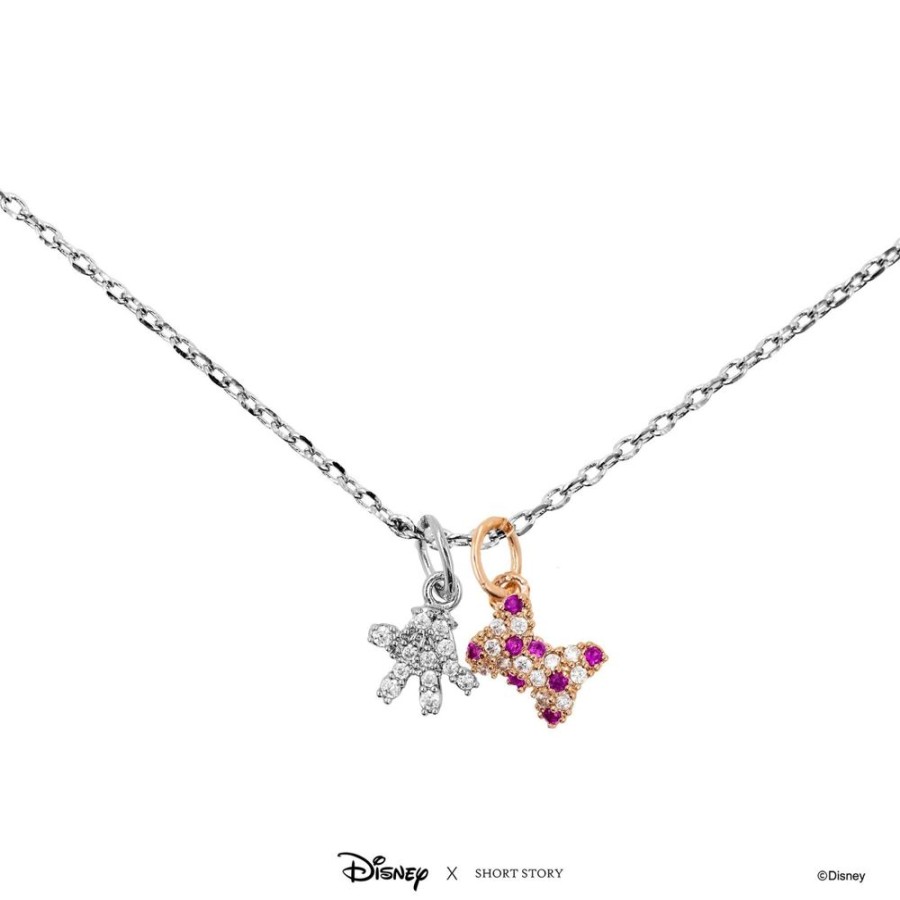 Fashion Disney | Disney - Diamante Mickey Glove And Minnie Bow Necklace