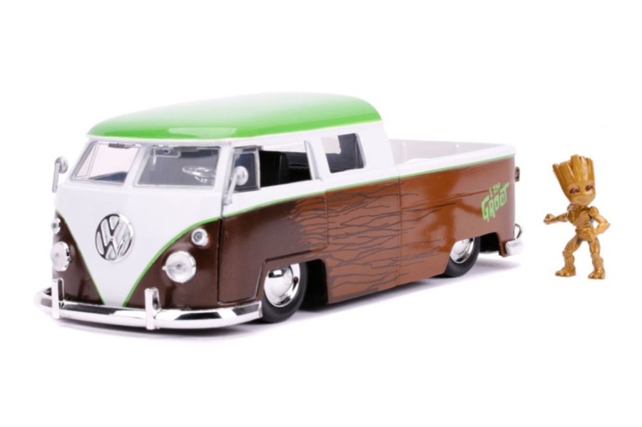 Popculture Jada Toys | Marvel Comics - 1963 Volkswagon Bus With Groot 1:24 Scale Hollywood Ride