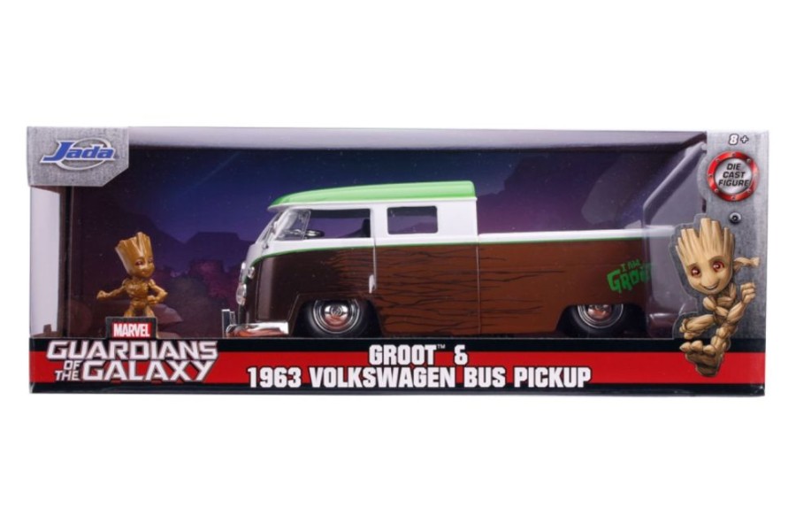 Popculture Jada Toys | Marvel Comics - 1963 Volkswagon Bus With Groot 1:24 Scale Hollywood Ride