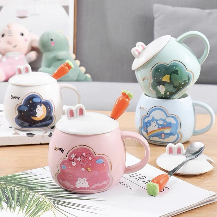 Food & Drinks Minitopia | Bunny 3D Mug With Lid And Spoon