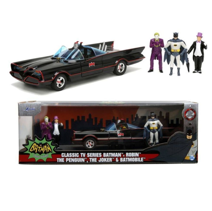 Popculture Jada Toys | Batman (Tv) - Classic Batmobile With 4 Figures 1:24 Scale Set