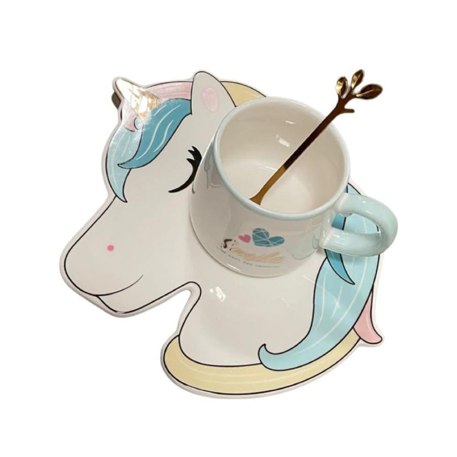 Food & Drinks Minitopia | Unicorn Mug With Saucer And Spoon