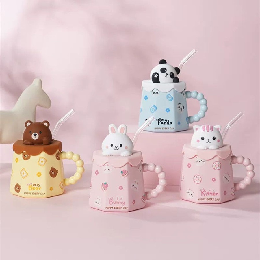 Food & Drinks Minitopia | Kawaii Animal Mug With Straw